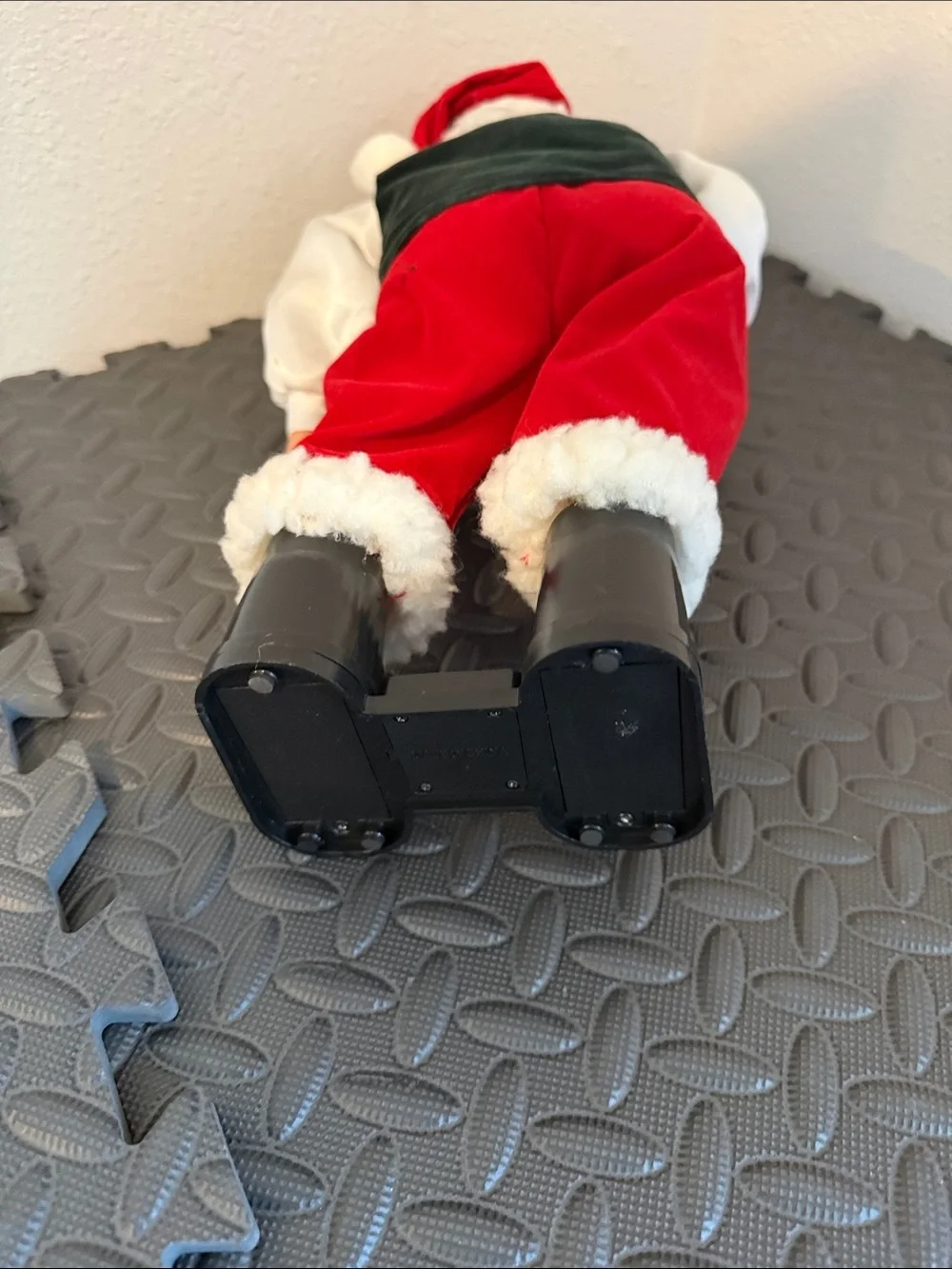 Holiday Santa Doll in Red Hat, Red Pants and Green Vest
